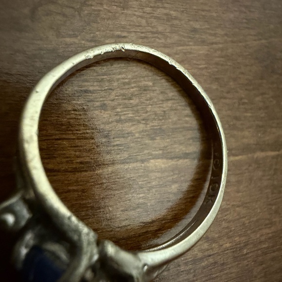 10kt solid white gold 4.6mm blue star sapphire natural diamond leaf ring sz 6.5 - Picture 12 of 13